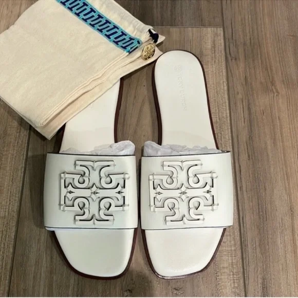 Tory Burch Ines Leather Slide Ivory s9 - Picture 1 of 8